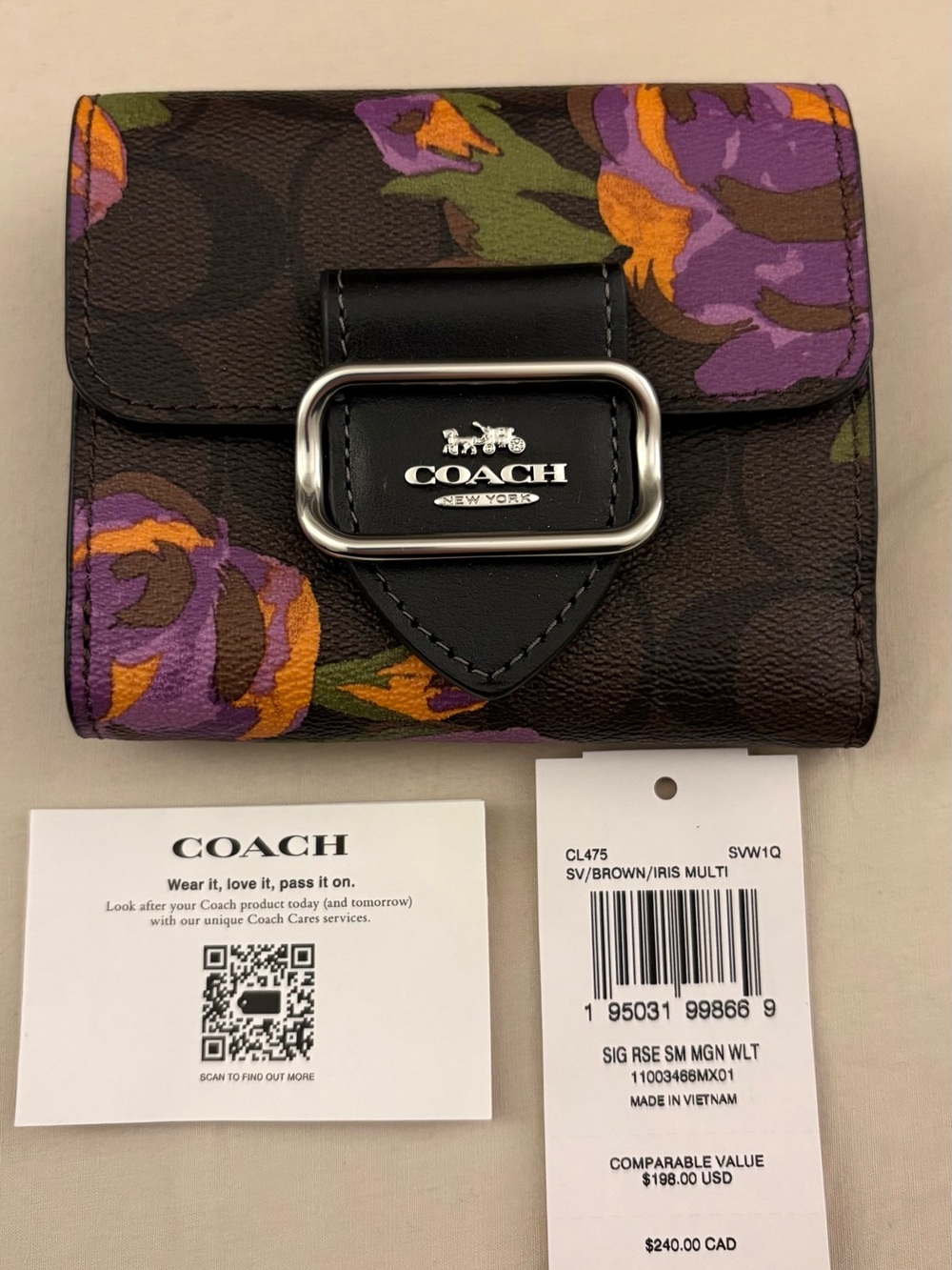 Coach Morgan Small Wallet In Signature Canvas With Rose Print